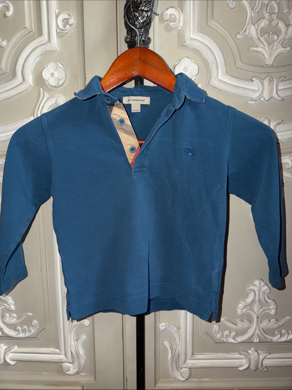 Burberry Boys Long-Sleeve Polo in Teal